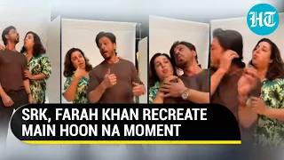 Watch how Shah Rukh and Farah Khan have fun as they dance to Main Hoon Na song