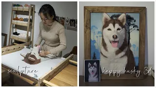 #3 My Art | Needle Felting Husky Dog 3D | Wool Art | Nghệ Thuật Chọc Len | ASMR Craft