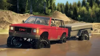 GMC JIMMY OFF-ROAD TRAILER TOWING! 4x4 Mudding & Off-Roading! (SpinTires Mods)