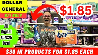 Dollar General $5 Off $25 Haul 6/1 - $30 in products for $1.85 each using All Digital Coupons