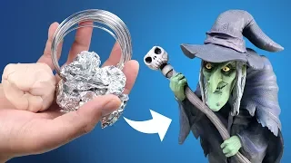 Making a WITCH from Clay - Stop Motion Style Character Design Polymer Clay Sculpture