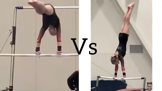This vs last years gymnastics bar routine (Xcel platinum to xcel diamond)
