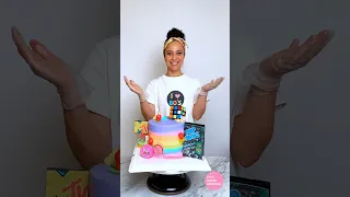 80’s THEMED CAKE 🪩 #80s #cake #disco #ayaghader #kuwait #birthday #colors #order #howto