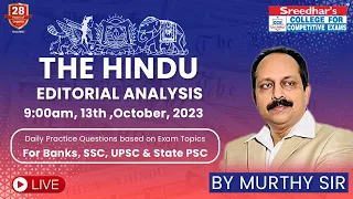 The Hindu Editorial Analysis by Murthy Sir | 13th october 2023 | English Vocabulary
