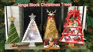 4 Jenga Block Christmas Trees 🎄