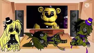 Golden Freddy, Nightmare Springbonnie, and Nightmare Fredbear reacts to Just Gold By Mandopony