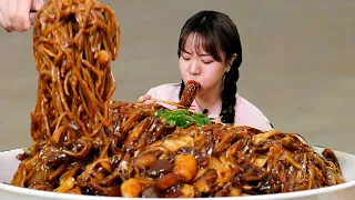 새벽에 배고파서 짜장면 10인분 먹었습니다..🔥ㅣ해물쟁반짜장 탕수육 파김치 먹방 Eat 10 jajangmyeon MUKBANG