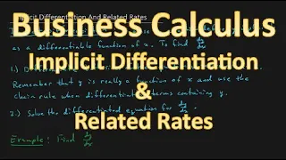 Business Calculus - Implicit Differentiation And Related Rates