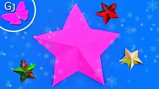 Пятиугольная ОРИГАМИ ЗВЕЗДА из бумаги ⭐ Поделки на Новый Год / Origami Star