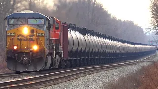 CSX and NS Trains Meet! CSX BNSF Tank Train! NS Manifest Train! CSX Train In The Rain! + More Trains