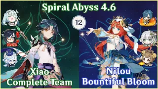 【GI】Xiao Complete Team x Nilou Bountiful Bloom - Spiral Abyss 4.6 Floor 12 | Full Star Clear!