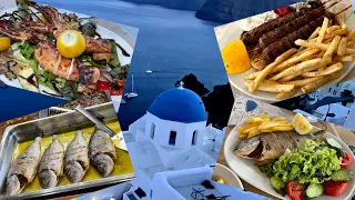 🇬🇷🐟🍗Еда на Санторини - Рестораны Оя Ия Где дешево и дорого покушать Обзор ресторана и кафе Мясо Рыба