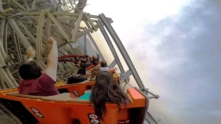 Medusa Steel Coaster rear seat on-ride POV Six Flags Mexico México