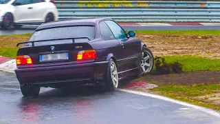 NÜRBURGRING MANY FAILS, Slippery Action, Highlights Nordschleife Touristenfahrten