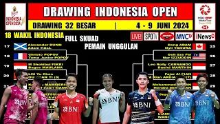 HASIL DRAWING INDONESIA OPEN 2024 ~ JOJO GINTING JORJI FAJRI PRIFAD RIPHIT ~Indonesia Kirim 18 Wakil