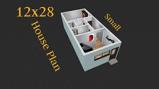 12x28 Small House Design || 350 Sqft Ghar Ka Naksha || 12x28 House Plan || 3D Home Design