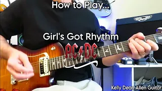 How to Play - Girl's Got Rhythm - AC/DC. Guitar Lesson / Tutorial.