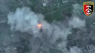 HUGE EXPLOSION as an ammo-laden Russian "Urals" was destroyed