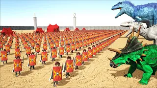 1000 ROMANS VS ARK DINOSAURS | EPIC BATTLE