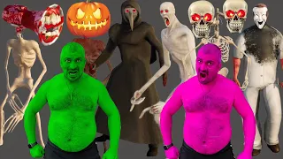 Team Hulk VS Skeleton Siren Head, SCP 096, Pumpkin Siren Head, SCP 049, Vampire Siren Head, SCP 323