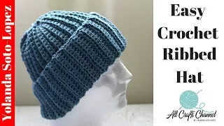 Easy Crochet Ribbed Hat  /  Beginner Crochet.