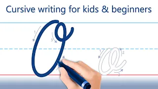 How to write letter "O". Cursive writing for kids and beginners. Handwriting practice.