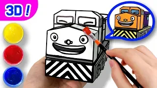 3D Coloring Manny l Coloring Tutorial l Tayo Paper Craft l Tayo the Little Bus