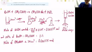 Titration Calculation - Calculate the molarity of ethanoic acid in vinegar (Class practice 19 6)