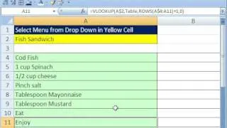 Excel Magic Trick 335: VLOOKUP & Data Validation for Recipes