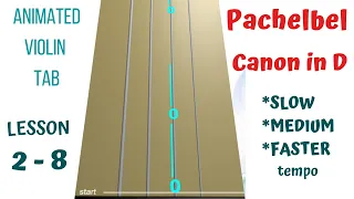 CANON IN D by J.Pachelbel - Violin Tutorial (Slow, Medium, Faster) - ANIMATED VIOLIN TAB - LESSON 2