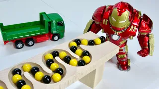 Marble Run Race ASMR ☆ HABA Wave Slope, IRONMAN Hulkbuster & Dump Truck