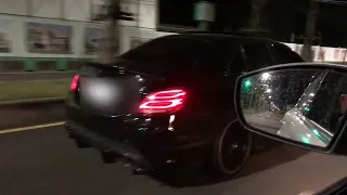 Mercedes Benz C63s AMG Stage 2 sound upshift downshift acceleration, Pzero PZ4, SnowTech Intercooler