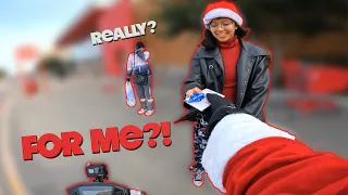 Surprising strangers with Christmas Gifts in traffic...