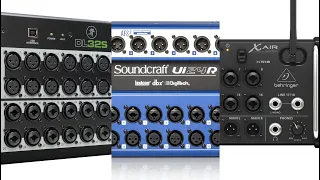 COMPARATIVA CONSOLAS SIN SUPERFICIE DE CONTROL - MACKIE DL32S, SOUNDCRAFT UI24R y BEHRINGER XR18