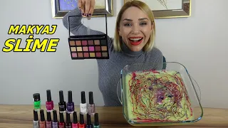 MAKYAJ MALZEMELERİYLE SLİME | Make Up Slime