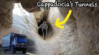 Underground in the tunnels of Cappadocia, Turkey