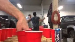 Slow motion beer pong win PUSSIES