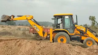 JCB 4DX Backhoe Loader Pond Mud Loading in Tractor for Farming Land | JCB jcb tractor cartoon video