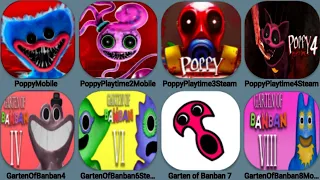 Poppy Playtime Mobile 1+2+3+4 Update, Garten Of Banban 4+6, Garten Of Banban 7 Mobile, Banban8Mobile
