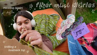 knitting a boatneck top, spinning lots of yarn & travelling (again) | fiber artist diaries