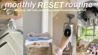 MONTHLY RESET ROUTINE🤍 cleaning, setting goals, self care & journaling