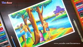 How to draw scenery of save trees for save nature part-2 step by step || Stop cutting trees