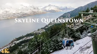 Snow Capped Skyline Gondola Queenstown Winter 2021 | New Zealand Walking Tour 4K | First Snow QT NZ