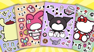 [Paper Diy] Decorate with Sticker Book Kuromi, Hello Kitty, Melody, Pompompurin// Blind Bag unboxing