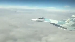 Russian Air Force Su 27 Flanker fighter jet intercept USAF B1 bomber over Baltic