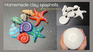 No mould homemade sea shells/Air dry clay sea shells/Easy seashell/Sharmin’s Art Forum/Art and craft