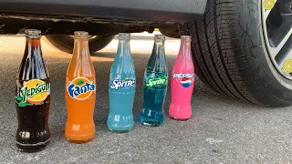 Experiment Car vs Coca Cola, Fanta, Mtn Dew, Pepsi, Sprite | Crushing Crunchy & Soft Things by Car