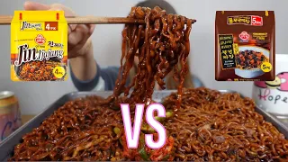 BLACK BEAN NOODLES ft. SPICIEST GREEN ONION KIMCHI IN THE WORLD (This Or That) ep. 2 l MUKBANG