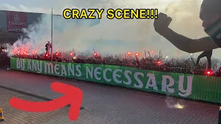 CRAZY SCENE!!! CELTIC FANS SEE OFF TEAM BUS BEFORE RANGERS GAME (BY ANY MEANS NECESSARY) !!!