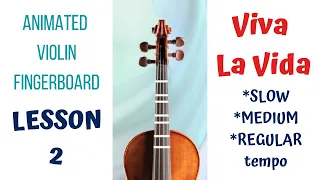 VIVA LA VIDA - Learn how to play the violin without notes - ANIMATED VIOLIN FINGERBOARD - LESSON 2